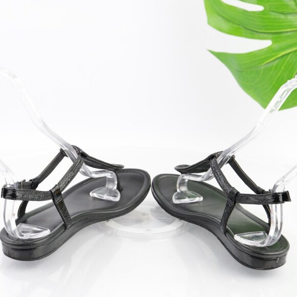 Cole Haan Womens Molly Sandals Size 6 Black Leather Python Thong Slingback Flats - Picture 7 of 13